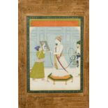 An Indian miniature painting of Guru Hargovindji, 11" x 8".
