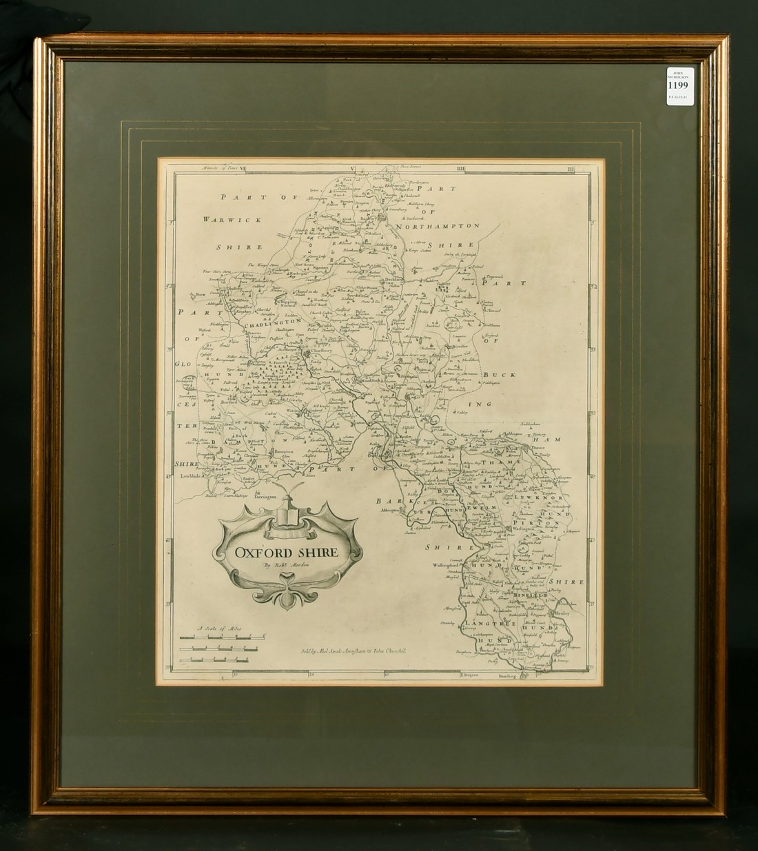 Oxfordshire, by Robert Morden, engraving, 18th Century, 17" x 14.25". - Image 2 of 3