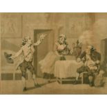 Alken and Rowlandson after Wagstaff, tinted aquatint 'Manager and Spouter' relating to the actor
