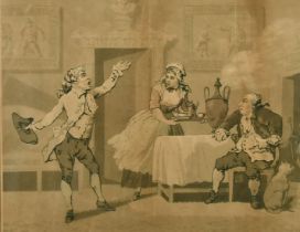 Alken and Rowlandson after Wagstaff, tinted aquatint 'Manager and Spouter' relating to the actor