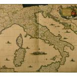 Frederik de Wit, 'Dominii Veneti in Italia, a hand-coloured 17th/18th Century map, trimmed, 19" x