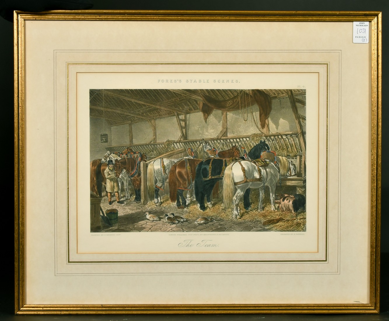 After Herring, Plate 1 'The Mail Change' and Plate 4 'The Team' from Fores's Stable Scenes, hand - Image 3 of 4