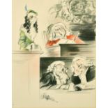 After Edmund Blampied, (1886-1966) Humorous lithograph of a lady dog in court, 13" x 9".