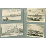 A folio of Old Master engravings of Continental City views and other later prints and sketches,