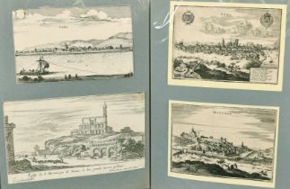 A folio of Old Master engravings of Continental City views and other later prints and sketches,