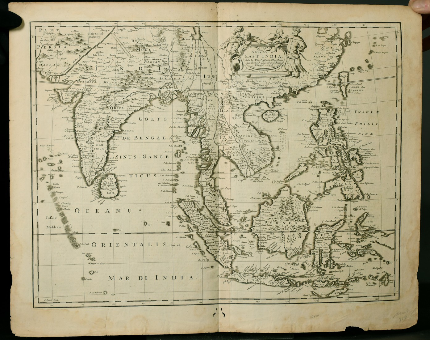 John Speed engraved by F. Lamb, 'A New Map of East India', 17th Century,17.5" x 22", (unframed). - Image 2 of 3