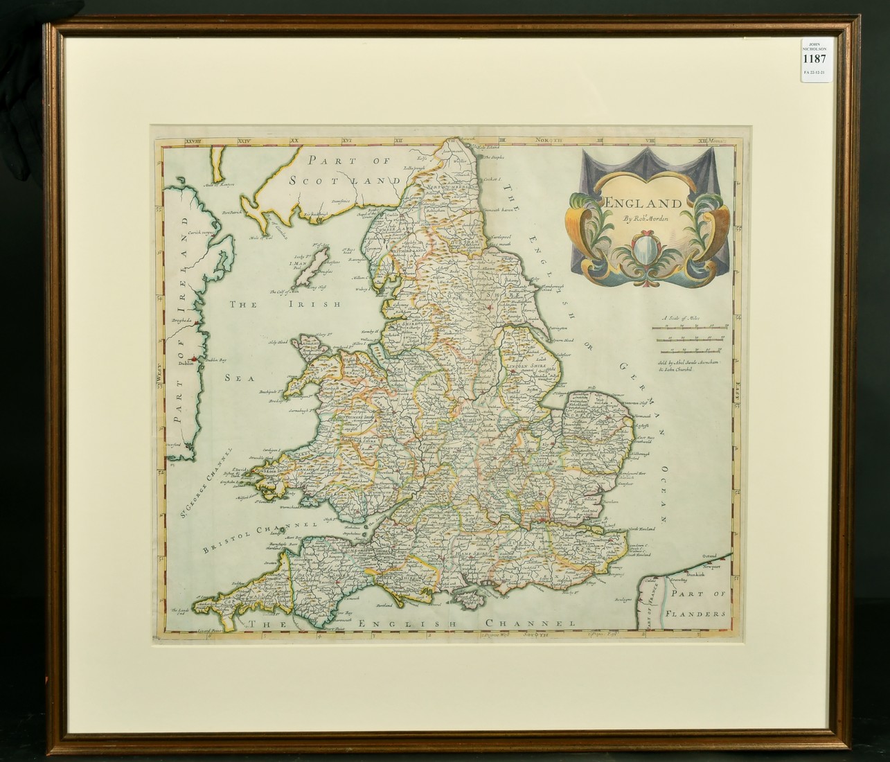 England by Robert Morden, hand coloured engraving, 18th Century, 14.75" x 16.75". - Image 2 of 3