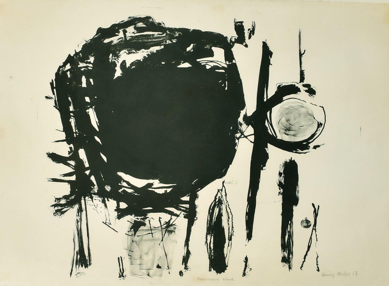 Henry Cliffe (1919-1983) British. "Aggresive [sic] Black", lithograph, signed, inscribed and