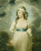 After Thomas Lawrence, print of Amelia Stewart Marchioness of Londonderry, indistinctly signed in