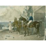 Charles Hunter after Herring, 'No. 2 Post Horses', hand coloured aquatint, 24.5" x 30.25", (a/f).