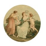 Pollard after Angelica Kauffman, 'Beauty', colour stipple engraving, 12.75" diameter.