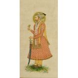 Udaipur School, portrait of Maharaja set within a border of flowers, 12.5" x 9", unframed.