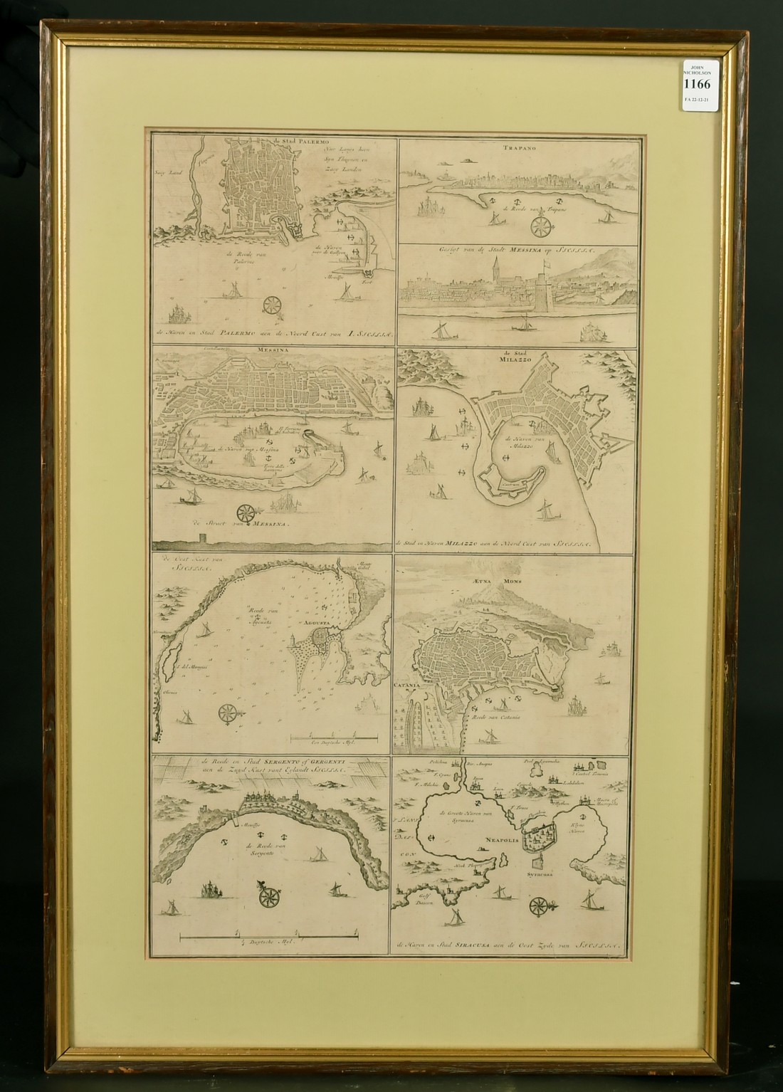 An 18th/19th Century engraved map of Sicilian ports and harbours, 20.5" x 12". - Image 2 of 3