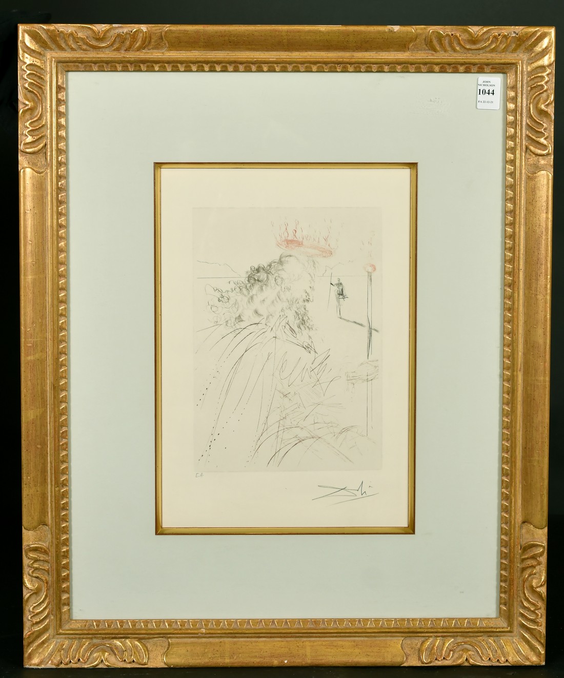 After Salvador Dali, 'King Leir', colour print, 10" x 7.25", in a carved wood frame. - Image 2 of 4