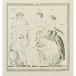 A late 19th Century ink drawing of classical Greek figures, 10" x 9.5".