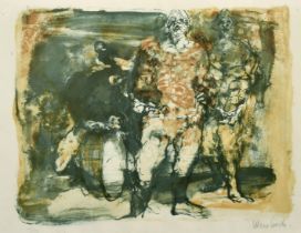Claude Weisbruch (1927-2014), Figures and a drum, lithograph, signed and numbered 48/150 in