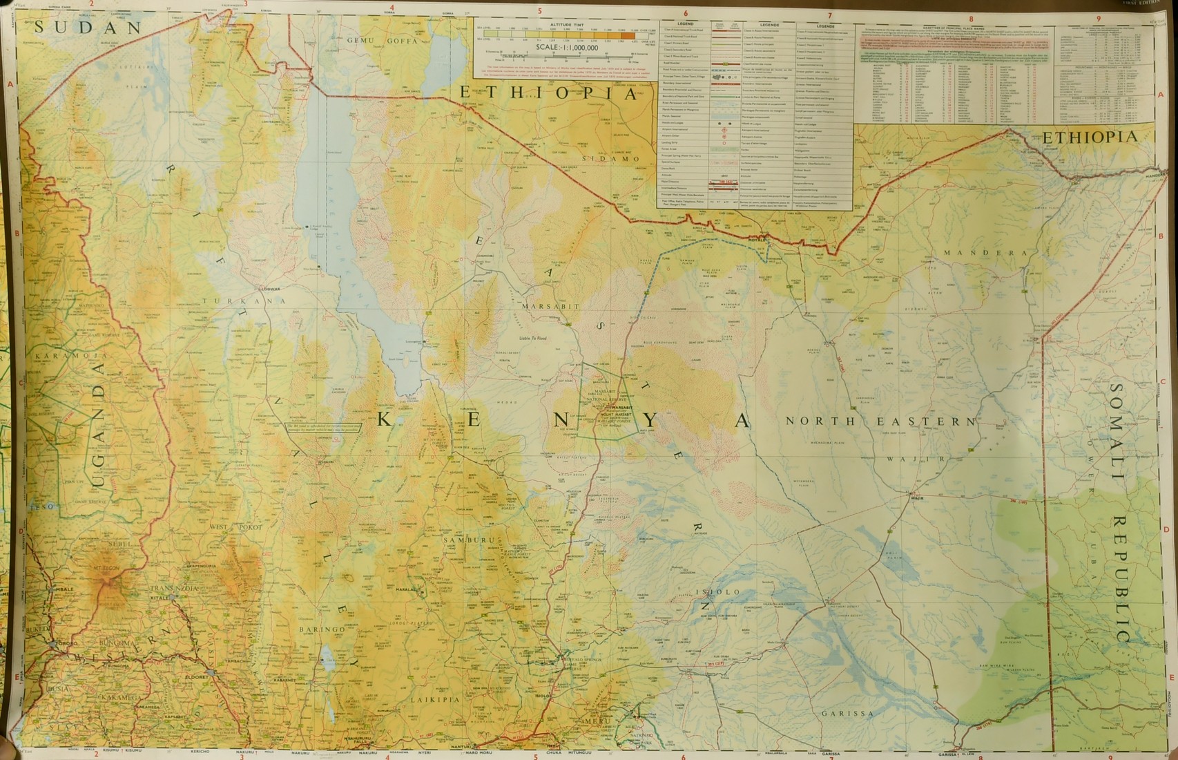 A group of 4 Kenyan maps published circa 1972 and one other of locations of coal mines in the UK,