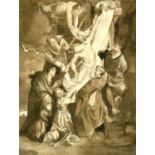 After Rubens, 19th Century School, The deposition of Christ, watercolour, 7.25" x 5.5".
