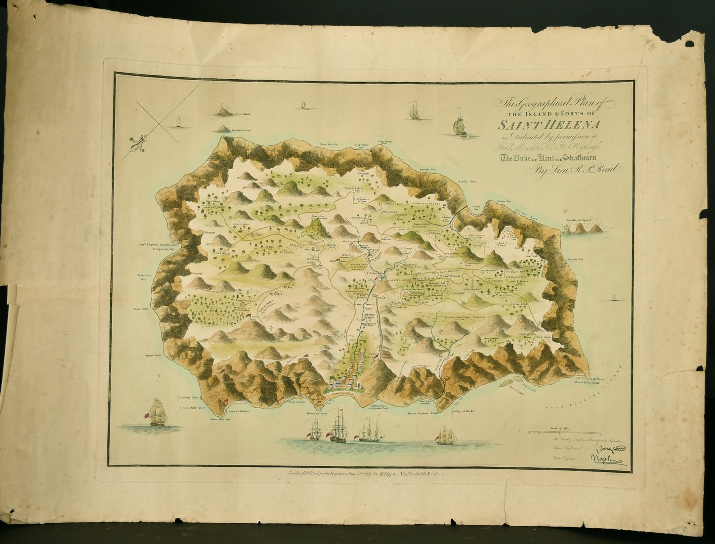 A collection of maps and plans including 'The Island and Forts of Saint Helena' circa 1817, unframed - Image 2 of 5