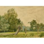 Norwich School 19th Century, Trees in a landscape, inscribed 'Thorpe Norwich' on the backing