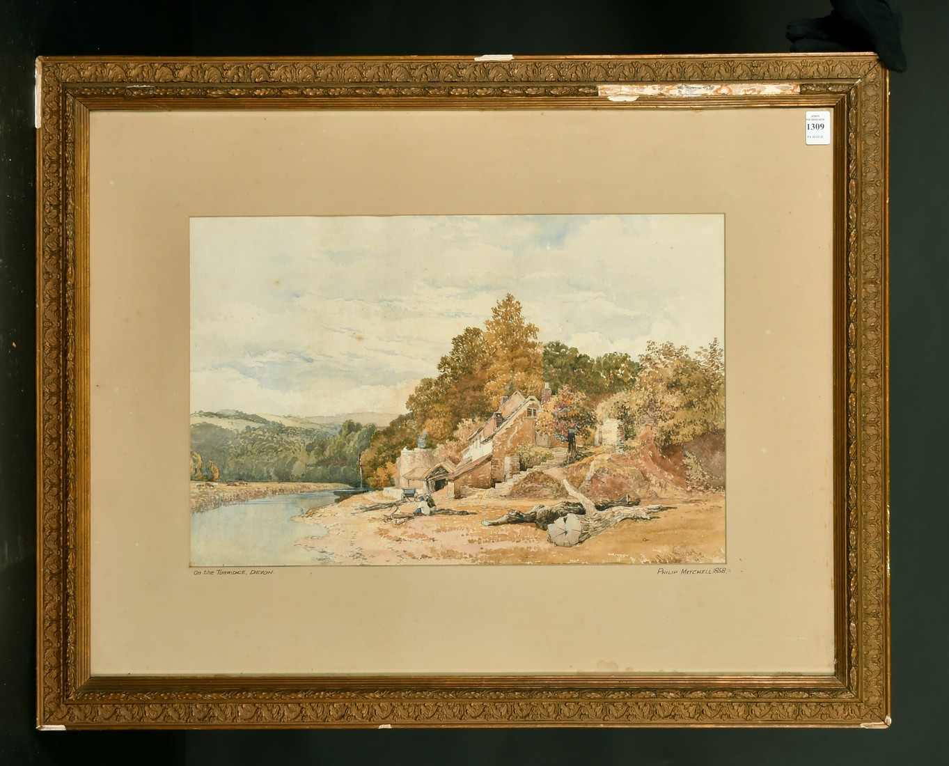 Phillip Mitchell, 'On the Torridge Devon', watercolour, signed, inscribed and dated 1858, 13"x 19. - Image 2 of 4