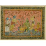 An Early Puri or Rachrajpur School scene from Puranus Mythology, mixed media on linen, 15.25" x 20.