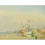 Watson Charlton (b.1887-?), 'Shipping in a dock with a minaret beyond', watercolour, signed, 15.
