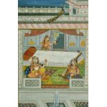 Indian Pahari School of Maharajas at leisure, 6.25" x 4", unframed.