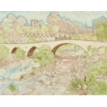 Alan Lumsden (b. 1937) 'Bridge on the Dee', colour etching, 16.25" x 20".