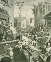 Cook after Hogarth, 'Gin Lane' and 'Beer Street', a pair of engravings, 16" x 12.75" (2).
