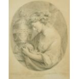 Attributed to G.B Cipriani (1727-1785) Italian, A young woman with an urn, grey wash drawing,