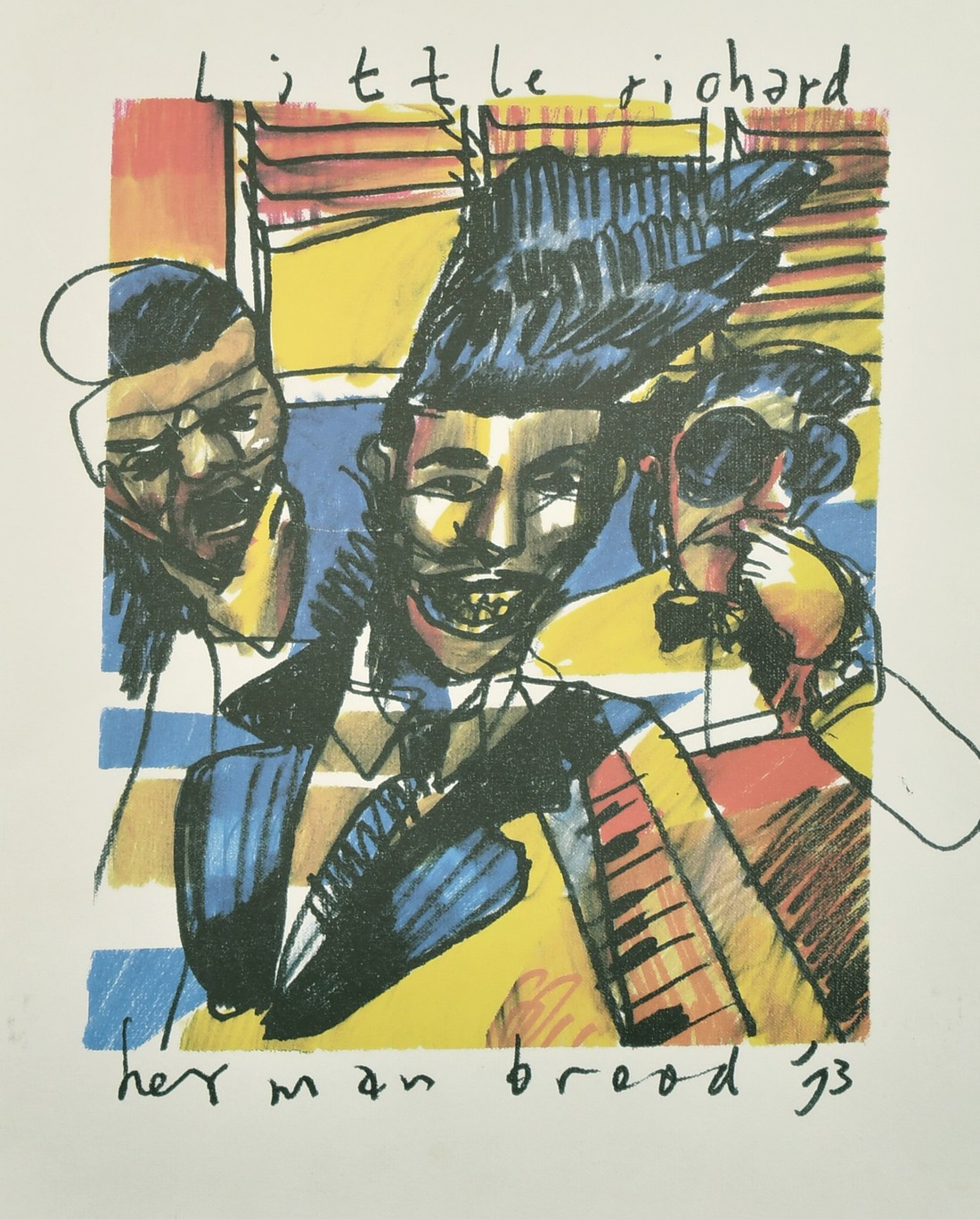 Herman Brood (1946-2001) Homage to 'Little Richard', print, signed and dated '93, 16.5" x 11.75".