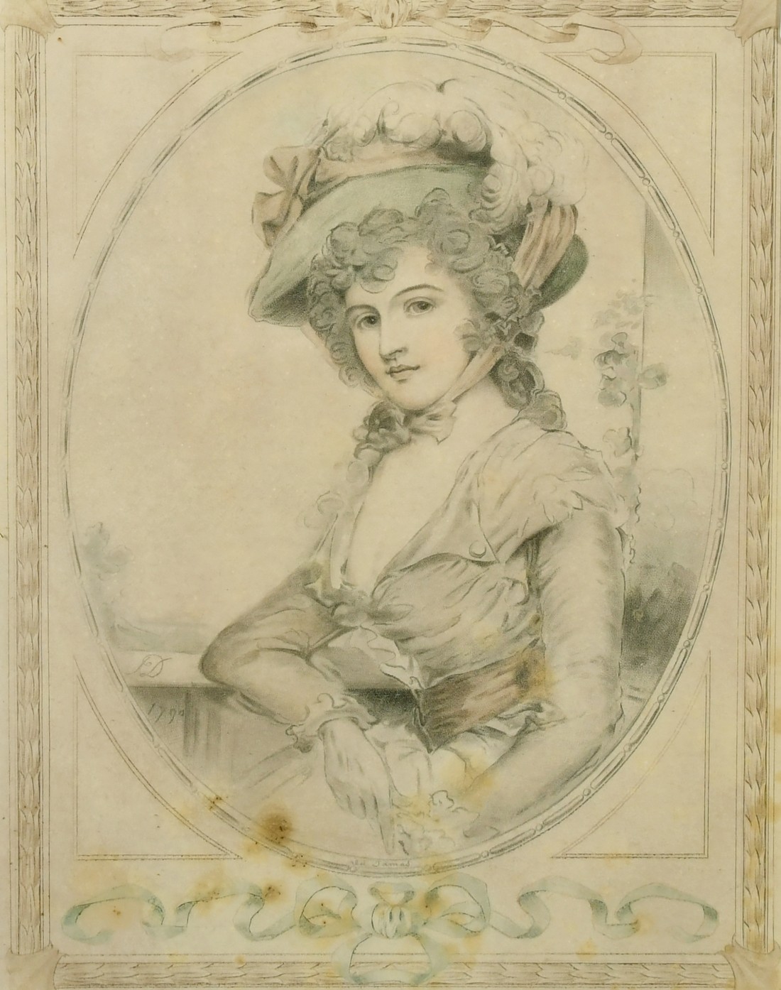After John Downman (1750-1824) Five coloured lithographs, Portraits of ladies, published 1908 and