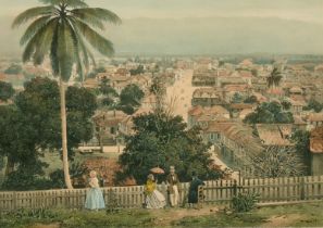 Benoist after Duperly, A 19th Century hand coloured lithograph, 'Montego Bay' Jamaica, 7.5" x 9.