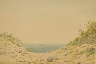 After Caspar David Friedrich, 'View Through an Embankment', colour collotype, 10" x 14.5", (