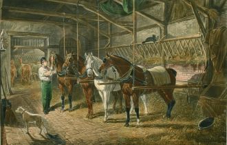 After Herring, Plate 1 'The Mail Change' and Plate 4 'The Team' from Fores's Stable Scenes, hand