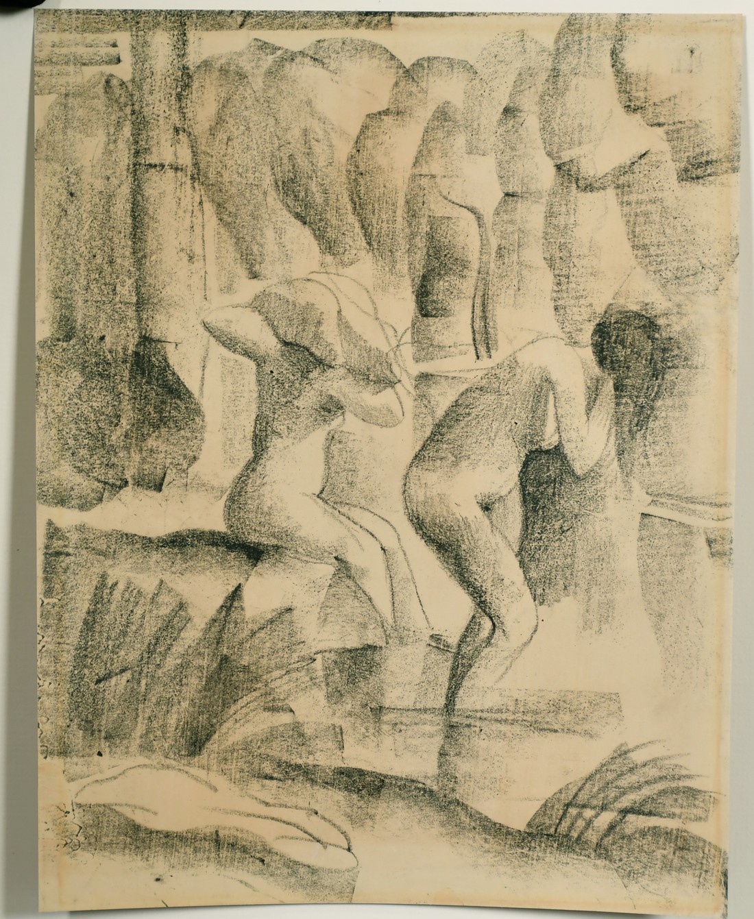 An etching of a female nude, indistinctly signed in the plate, 6.5" x 2", along with a similar - Image 4 of 4