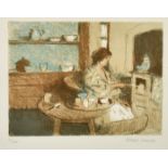 Bernard Dunstan (1920-2017) British, A figure in a kitchen, lithograph, signed and numbered 16/240