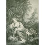 After Boucher, 'La Revevse', stipple engraving, 18" x 12.5", (unframed).