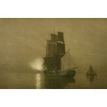 Claude Rowbotham (1864-1949) 'Becalmed', colour printed etching, signed in pencil, 6" x 9".