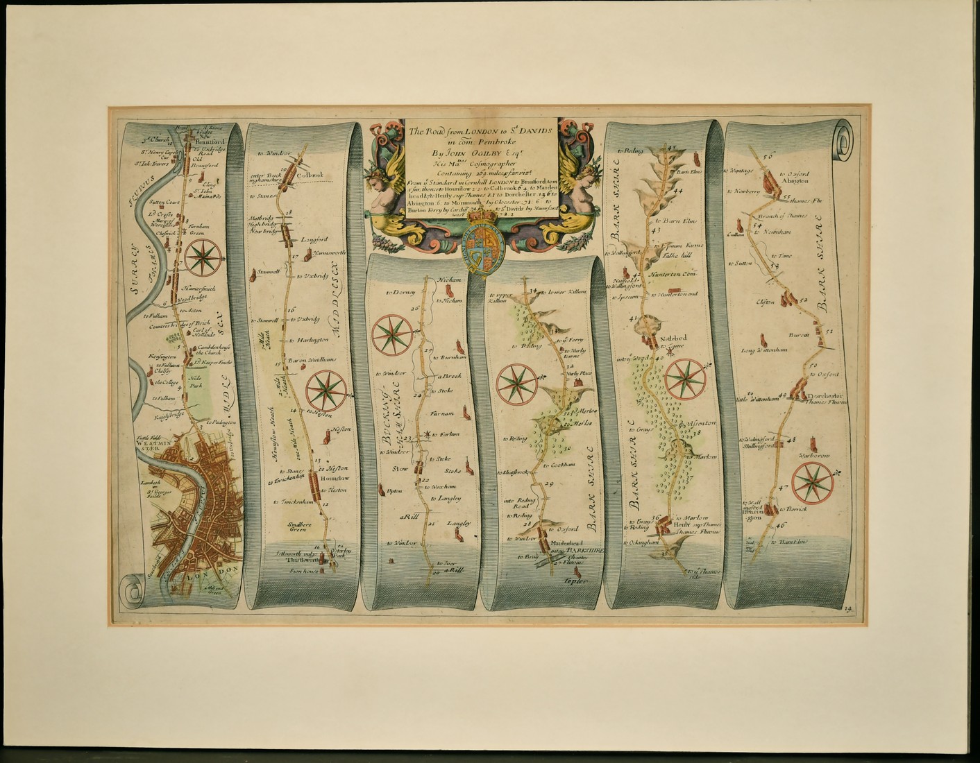 John Ogilby, circa 1698, The Road from London to St. Davids in com. Pembroke, circa 1698, hand - Image 2 of 3