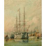 After William E Atkins, British 1842-1910- ''HMS Victory'', chromolithograph, published by J S