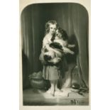 Samuel Cousins after Landseer, 'Beauty's Bath', a young girl holding a spaniel, mixed method