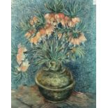 After Van Gogh, A still life of Fritillaries, coloured print, 29.5" x 24".