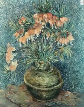 After Van Gogh, A still life of Fritillaries, coloured print, 29.5" x 24".