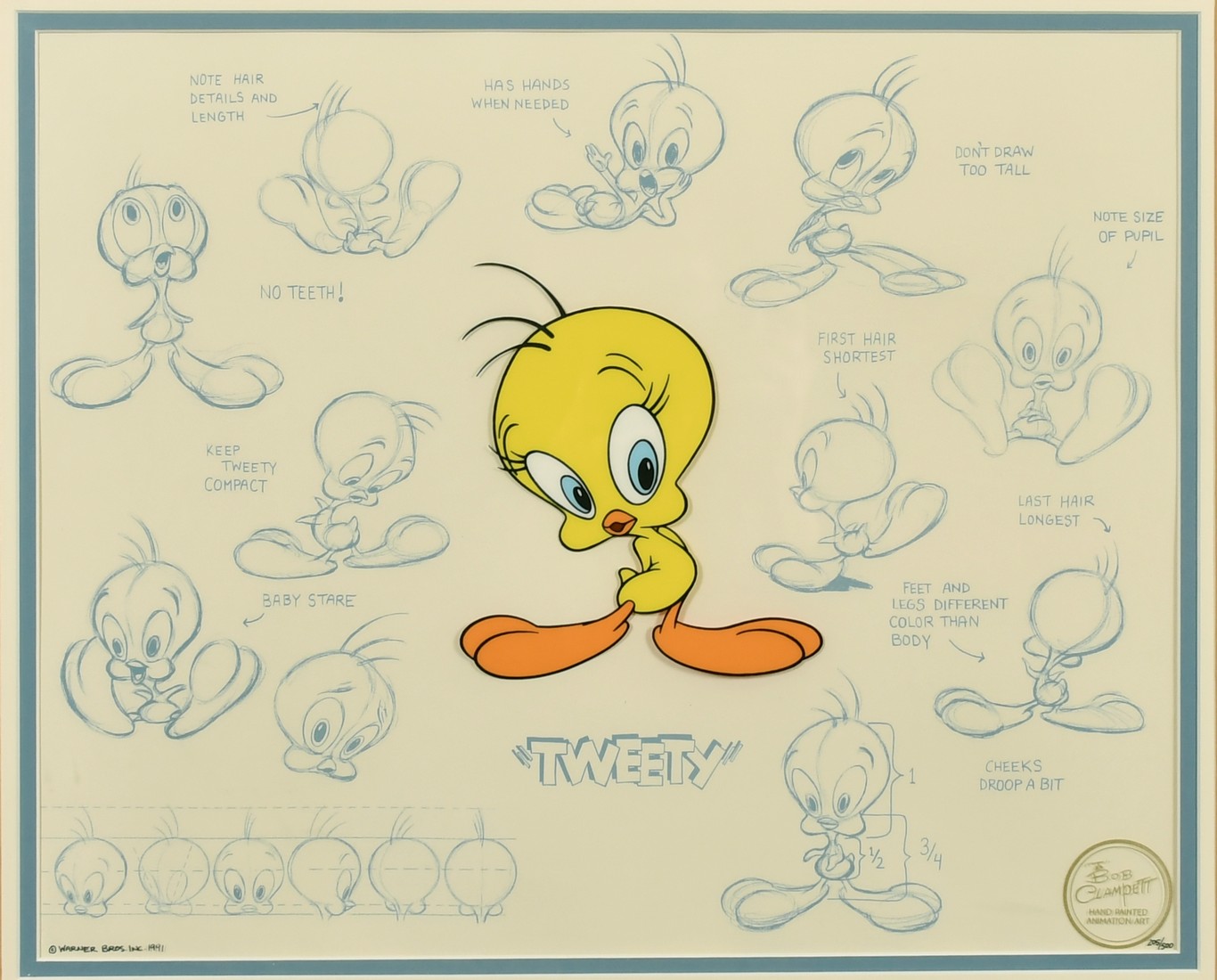 Warner Brothers Inc. 1991, 'Tweety', model series, hand painted animation art, by Bob Clampett,