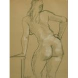 Sydney d'Horne Shepherd, A charcoal and chalk study of a standing female figure, signed in pencil,