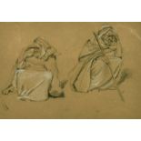 John Sydney Steel (1863-1932), 'Sketches of Arabs', a study of two figures, pastel, 9" x 13".