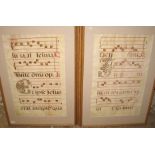 [MUSIC] a pair of very large ms. Antiphonal sheets on vellum, 28 x 18 cms, f. & g., ca. 1500? (2).