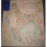 [MAP / INDIA] "Thacker's Reduced Survey Map of India", folding col. printed map, linen-backed,